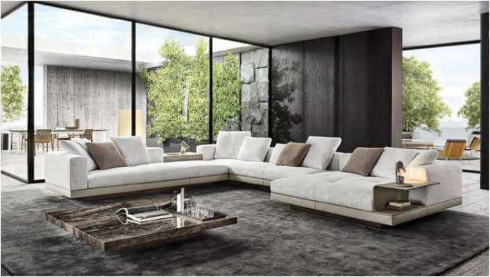U-shaped sofa, modern corner sofa, upholstered couch, textile living area, corner suite