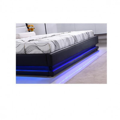 Modern wooden bed frame with slatted base double bed LED 269cm