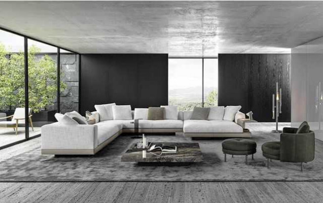 U-shaped sofa, modern corner sofa, upholstered couch, textile living area, corner suite