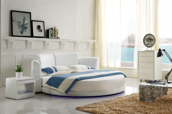 Designer bed upholstered round bed 200x200 double bed with LED