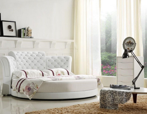 Round bed round design beds leather double luxury hotel frame sleep room