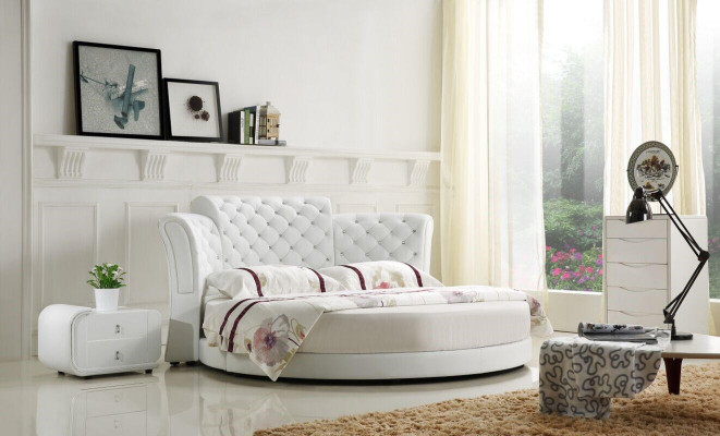 Round bed round design beds leather double luxury hotel frame sleep room