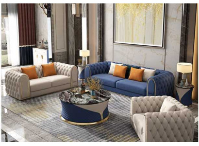 Luxury Living Room Set 3-piece Chesterfield Modern Style Sofa Set 3+2+1 Designer