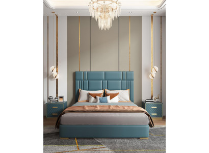Bedroom set designer luxury group suite new bed 2x nightstand 3 pieces.