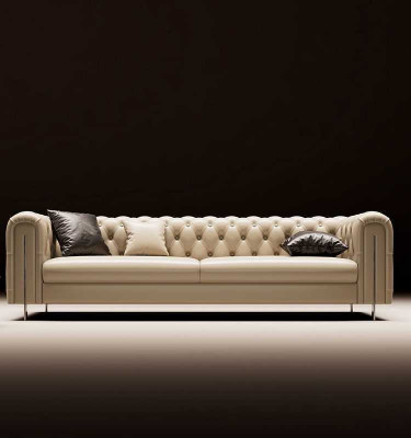 Set of 2 pc Living Room Sofa Set Three-Seater Sofa Modern Armchair Leather