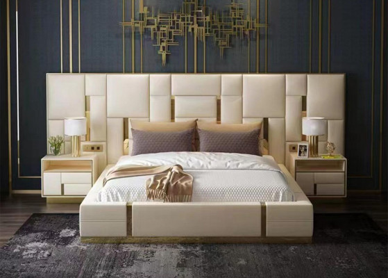 Complete bedroom furniture set 3-piece. Design furniture nightstands beds
