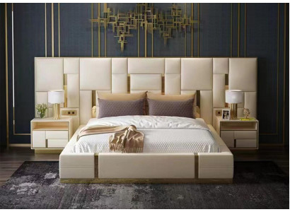 Complete bedroom furniture set 3-piece. Design furniture nightstands beds