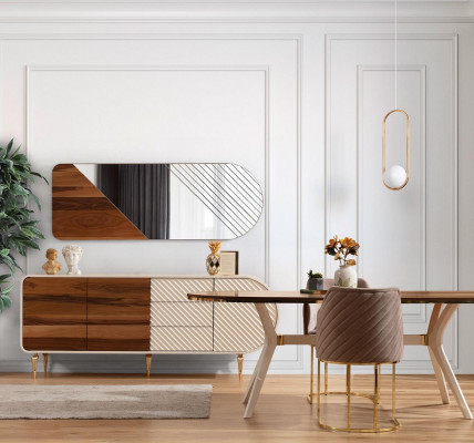 Dining group, dining room, luxury dining nook, dining table, table, chairs, brown set 5-piece
