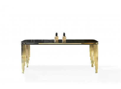 Dining room furniture dining table stainless steel table golden wooden furniture black modern