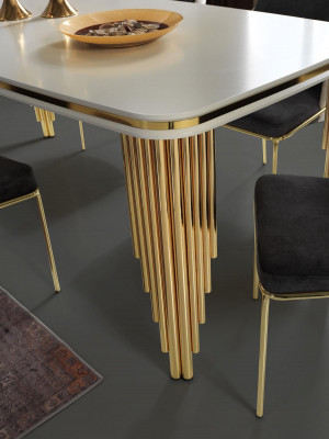 Dining table Dining room table Dining nook Dining room furniture Table Wood Gold White