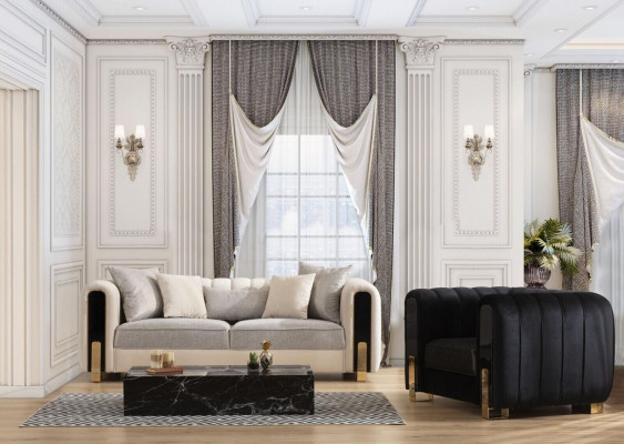 Modern couch set, three-seater armchair, luxury set, fabric sofas, luxury furniture