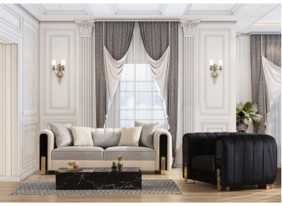 Modern couch set, three-seater armchair, luxury set, fabric sofas, luxury furniture
