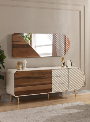 Modern sideboard, wooden cabinet, stainless steel furniture, white luxury furniture