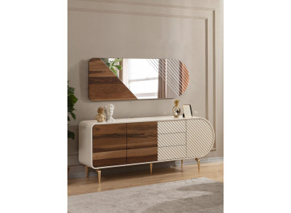 Modern sideboard, wooden cabinet, stainless steel furniture, white luxury furniture