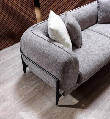 Living room furniture luxury three-seater sofa fabric furniture modern couches stainless steel