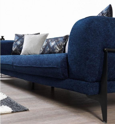Blue three-seater luxury couch modern sofas living room furniture stainless steel
