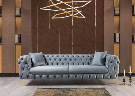 Modern three-seater Chesterfield furniture stainless steel polyester living room furniture