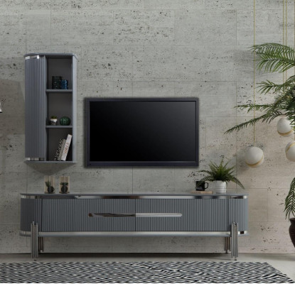 TV stand RTV lowboard shelves sideboard table modern gray luxury new