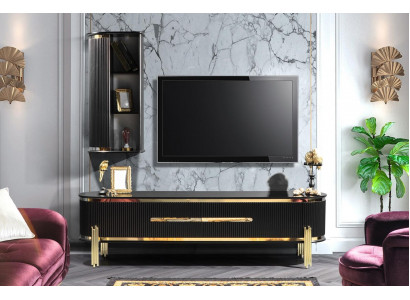 Modern lowboard luxury RTV TV stand living room furniture black gold