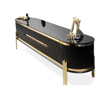 Modern lowboard luxury RTV TV stand living room furniture black gold