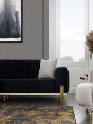 Luxury Sofa Set Three-Seater Modern Armchair Fabric Furniture Set 3pcs Black 3+3+1