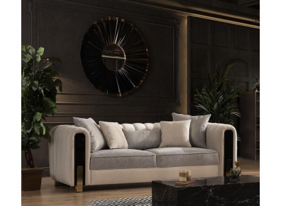 White Three-Seater Luxury Couch Modern Stainless Steel Design Living Room Furniture