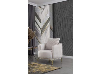 Luxury Armchair White Single-Seater Living Room Furniture Polyester Stainless Steel Furniture