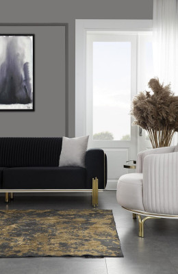 Luxury Armchair White Single-Seater Living Room Furniture Polyester Stainless Steel Furniture