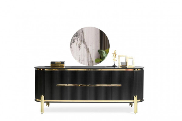 Modern sideboard stainless steel furniture sideboard dresser cabinet black new