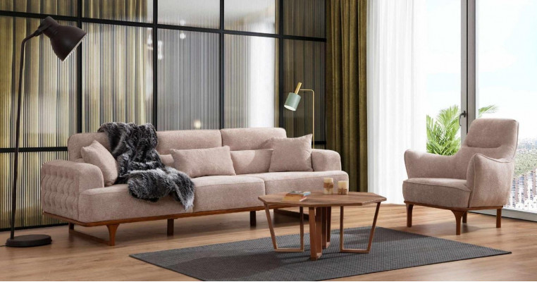 Beige sofa set three-seater armchair luxury armchair beige modern furniture