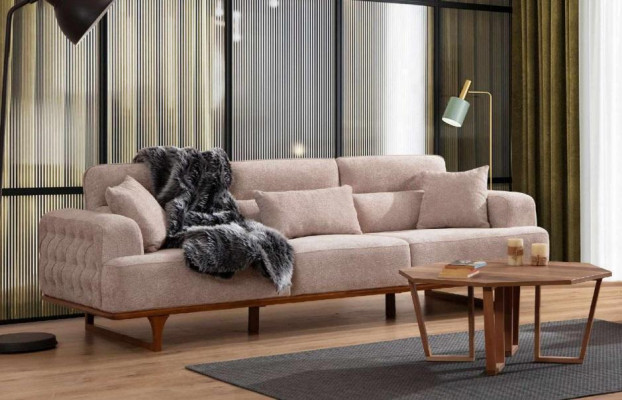 Beige sofa set three-seater armchair luxury armchair beige modern furniture