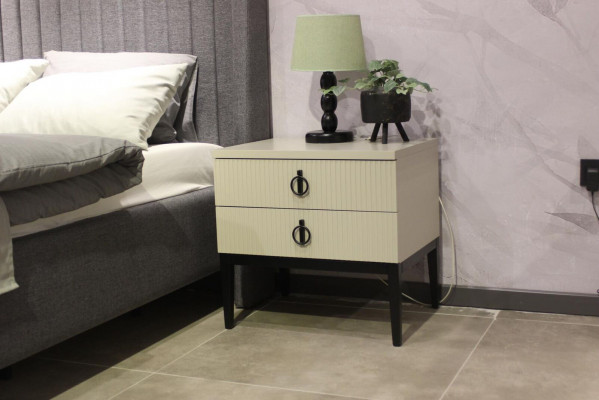 Modern bed + bench + 2x nightstands both functional and comfortable