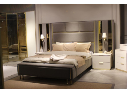 Bed with 2 Bedside Tables 3-Piece Bedroom Double Bed Design Furniture Wood New Set