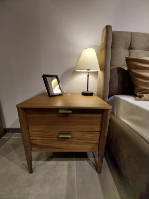 Designer bedroom set luxury bed 2x nightstands wood completely new 3 pieces.