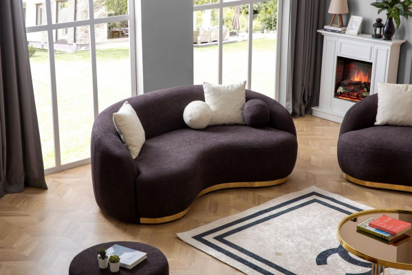 Living room furniture luxury sofa 3-seater design brown soft sofa upholstery textile 230cm