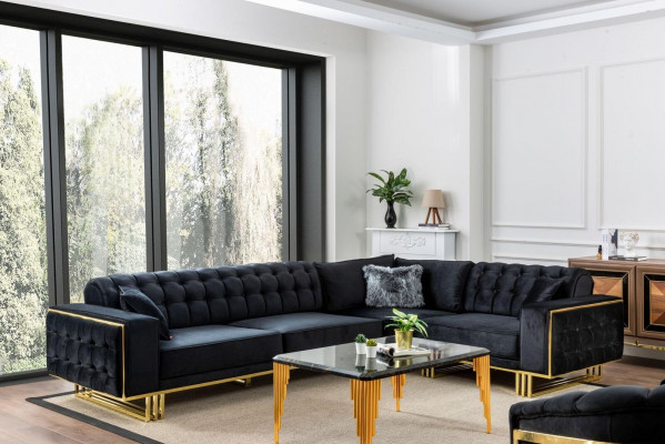 Designer 3-piece living room set corner sofa L-shape + 3 + 1 seater luxury corner couch