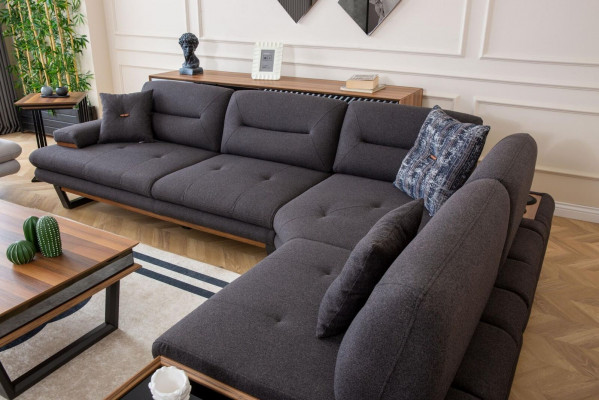 Style L-shaped sofa in gray luxury for living room designer corner suite couches