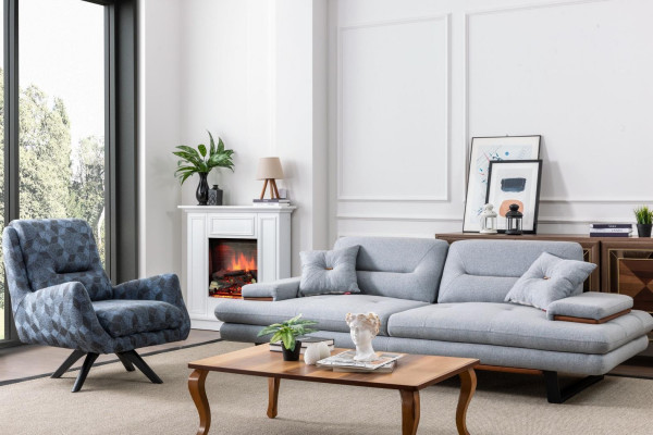 Modern sofa set 3+1 seater living room luxury gray couch set