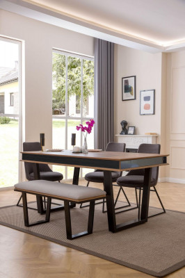 Complete dining set: dining table, 4 chairs, dining group, bench, dining table, 6-piece set.