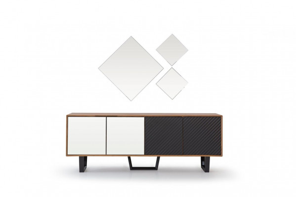 Modern dining room set consists of a 4-piece sideboard with 3 mirrors novelty.