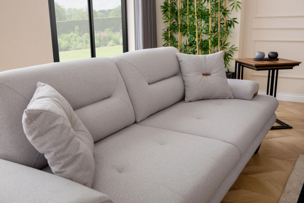 Designer gray sofa, 3-seat, modern style furniture for the living room, 238cm couches.