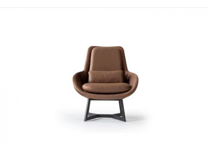 Designer armchair 1-seater faux leather couch upholstered armchair design brown