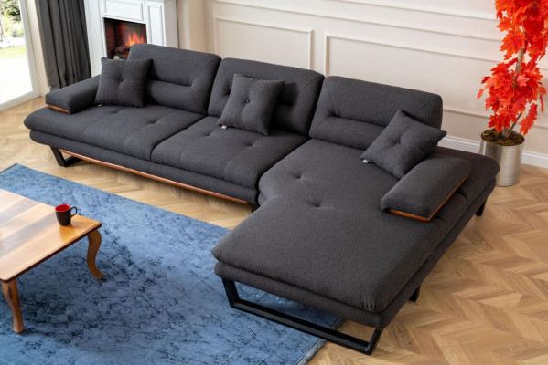 Designer gray L-shaped corner sofa modern furniture living room corner suite sofa