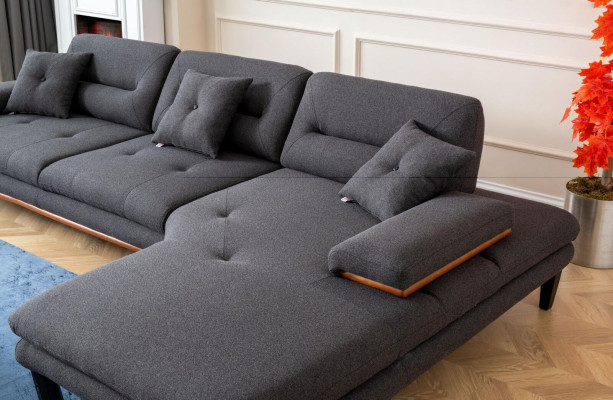 Designer gray L-shaped corner sofa modern furniture living room corner suite sofa