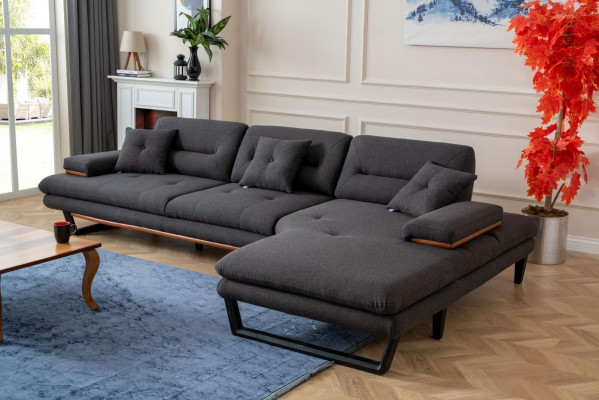 Designer gray L-shaped corner sofa modern furniture living room corner suite sofa