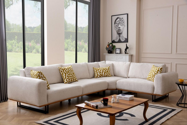 Luxury corner sofa L-shaped fabric sofa couch sofa white upholstered sofa seating corner set