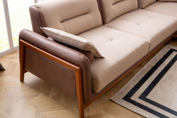 Luxury 3-piece living room set: L-shaped corner sofa, 3-seater, recliner chair furniture