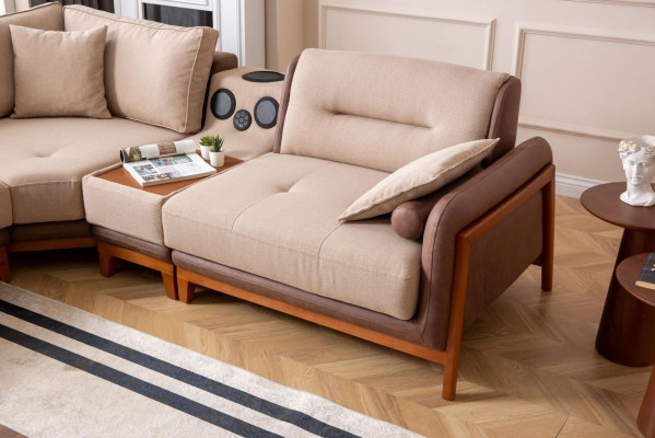 Luxury 3-piece living room set: L-shaped corner sofa, 3-seater, recliner chair furniture