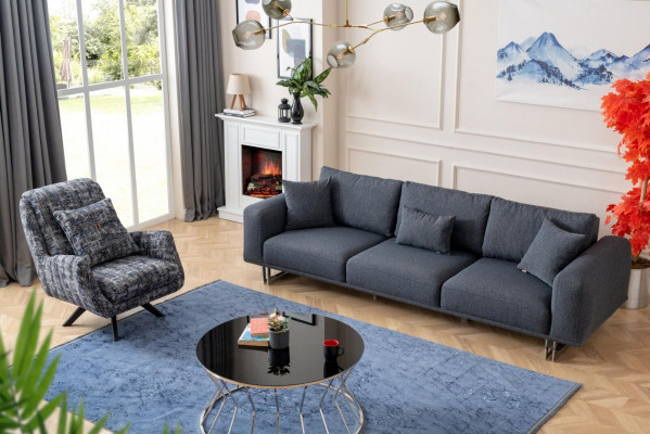 4+1 Seating Sofa Set Luxury Sofa Set Fabric Upholstery Armchair