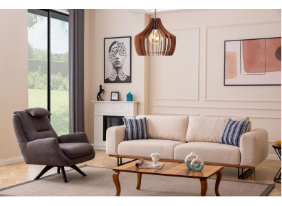 Luxury 2-piece living room set: 3-seater sofa with armchair design sofa suite